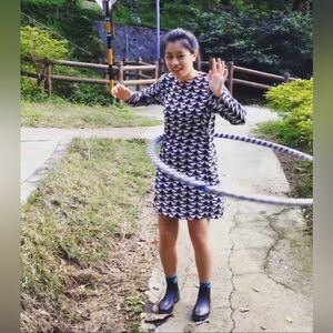 H&M Women's Viscose Long Sleeve Black White Cheetah Print Dress Size 6